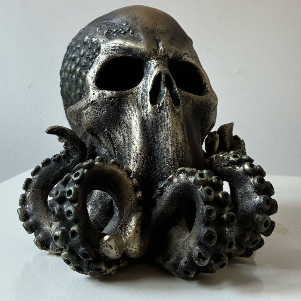 Octopus Skull Sculpture in Metallic Finish - Picture 10 of 16